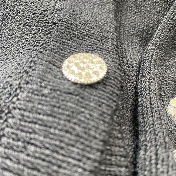 ST JOHN Basics Cardigan Jacket Black rhinestone Buttons Santana Knit size 6 - Picture 11 of 15